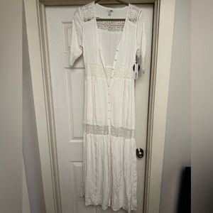Amuse Society Ivory Lace Maxi Dress V NWT!